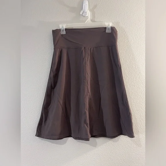 Athleta Skirt Pull On Fold Over Waist Brown Stretch Flare Athletic Women Medium - Picture 2 of 3